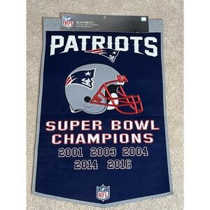 New England Patriots NFL Dynasty Championship Banner Wool Embroidered 24x36